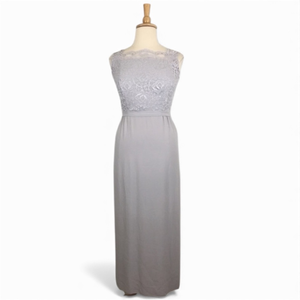 Vintage Maxi Dress Women’s XL Gray Union Made Lace Sleeveless‎